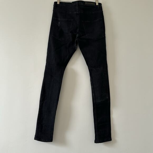 Oro Los Angeles The Wolf Denim Black Skinny Distressed Jeans 28 - Picture 7 of 9